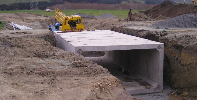 An underpass being installed under a road in Whangaehu